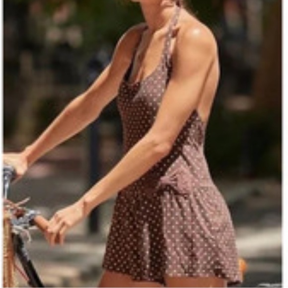 Free people Brown Polka Dot Halter Romper size Large